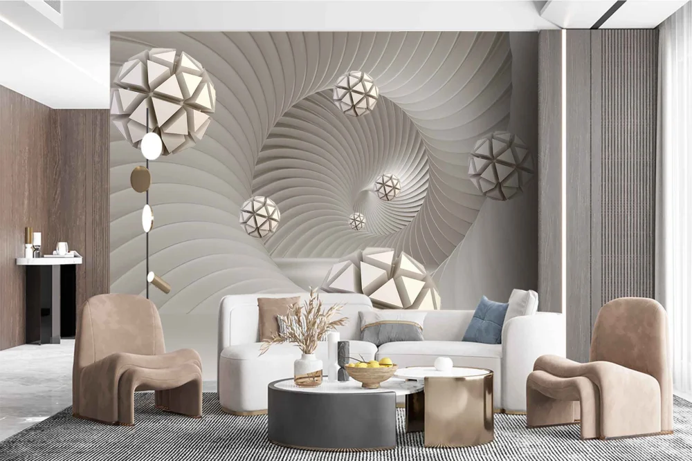 Fototapeta 3D Biała Geometryczna Kulka