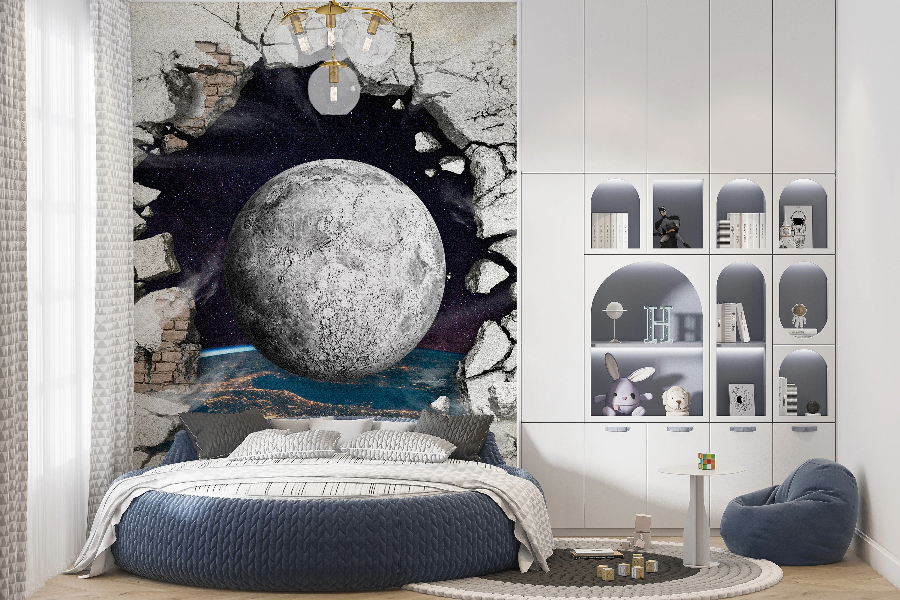 Fototapeta 3D Dziecięca Planeta W Ścianie