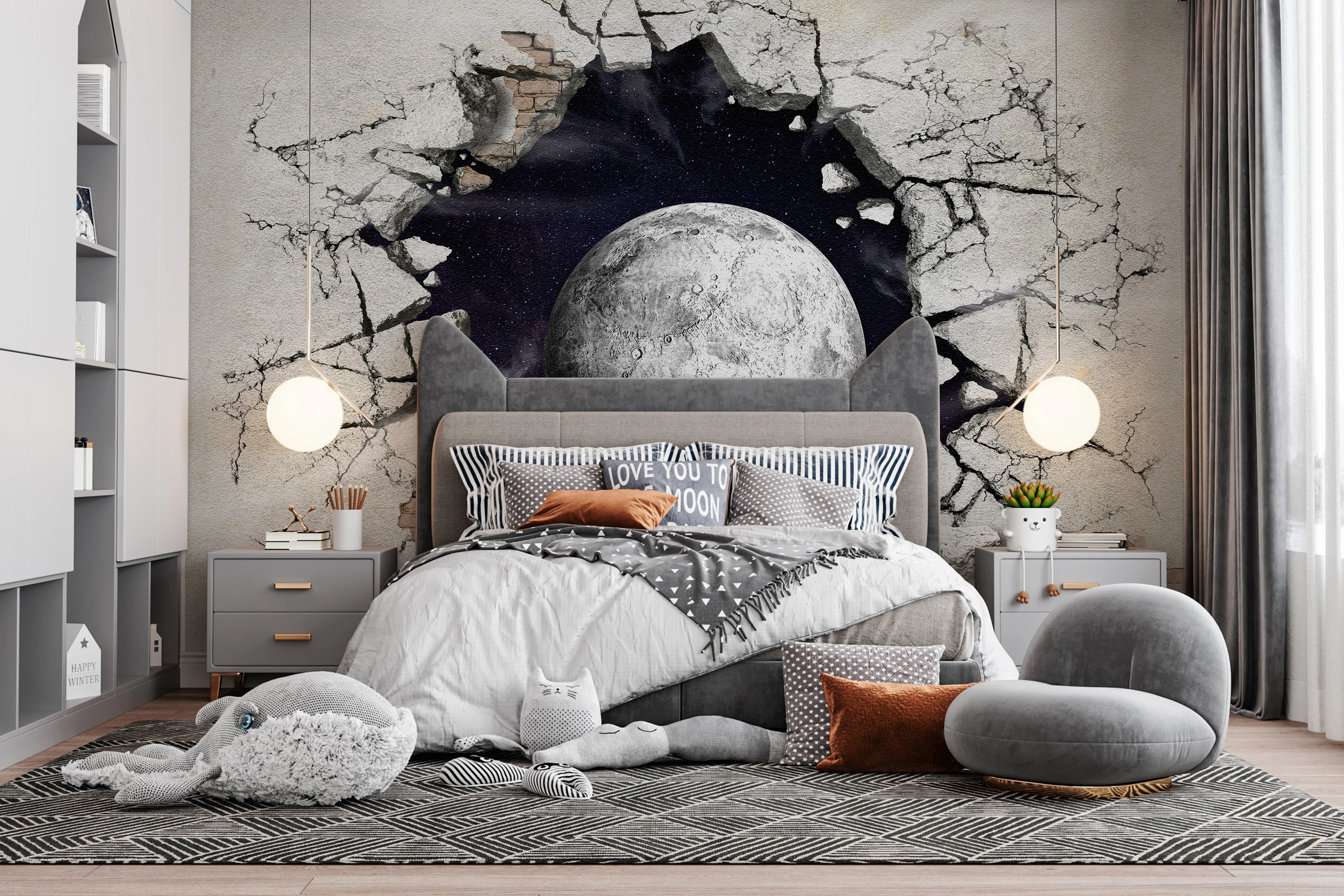Fototapeta 3D Dziecięca Planeta W Ścianie 3