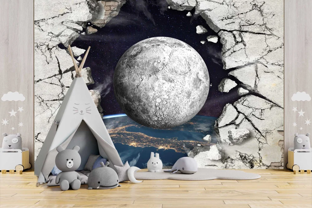 Fototapeta 3D Dziecięca Planeta W Ścianie