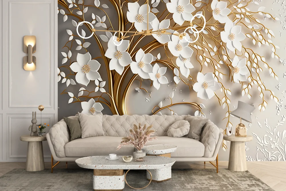 Fototapeta 3D Eleganckie Drzewo Ze Złotem