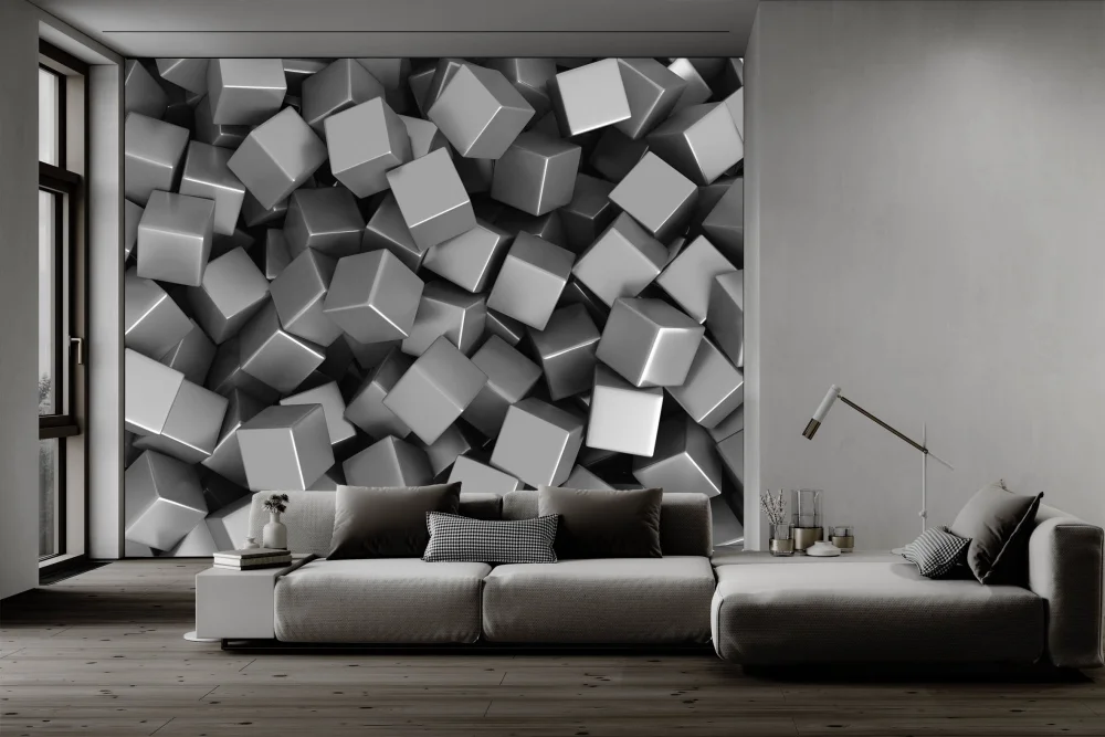 Fototapeta Abstrakcja Szare 3D Kostki