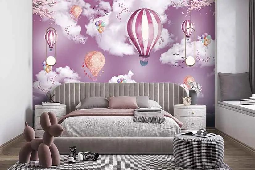 Fototapeta Balony W Różowych Chmurach