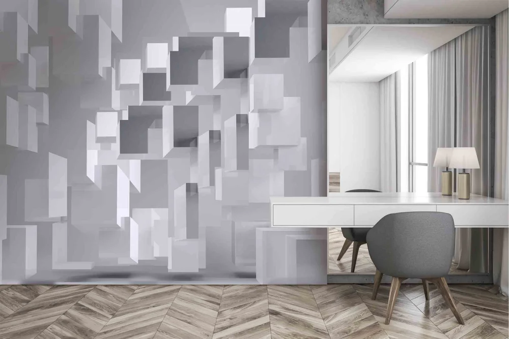 Fototapeta Biała Abstrakcja, 3D Kuby