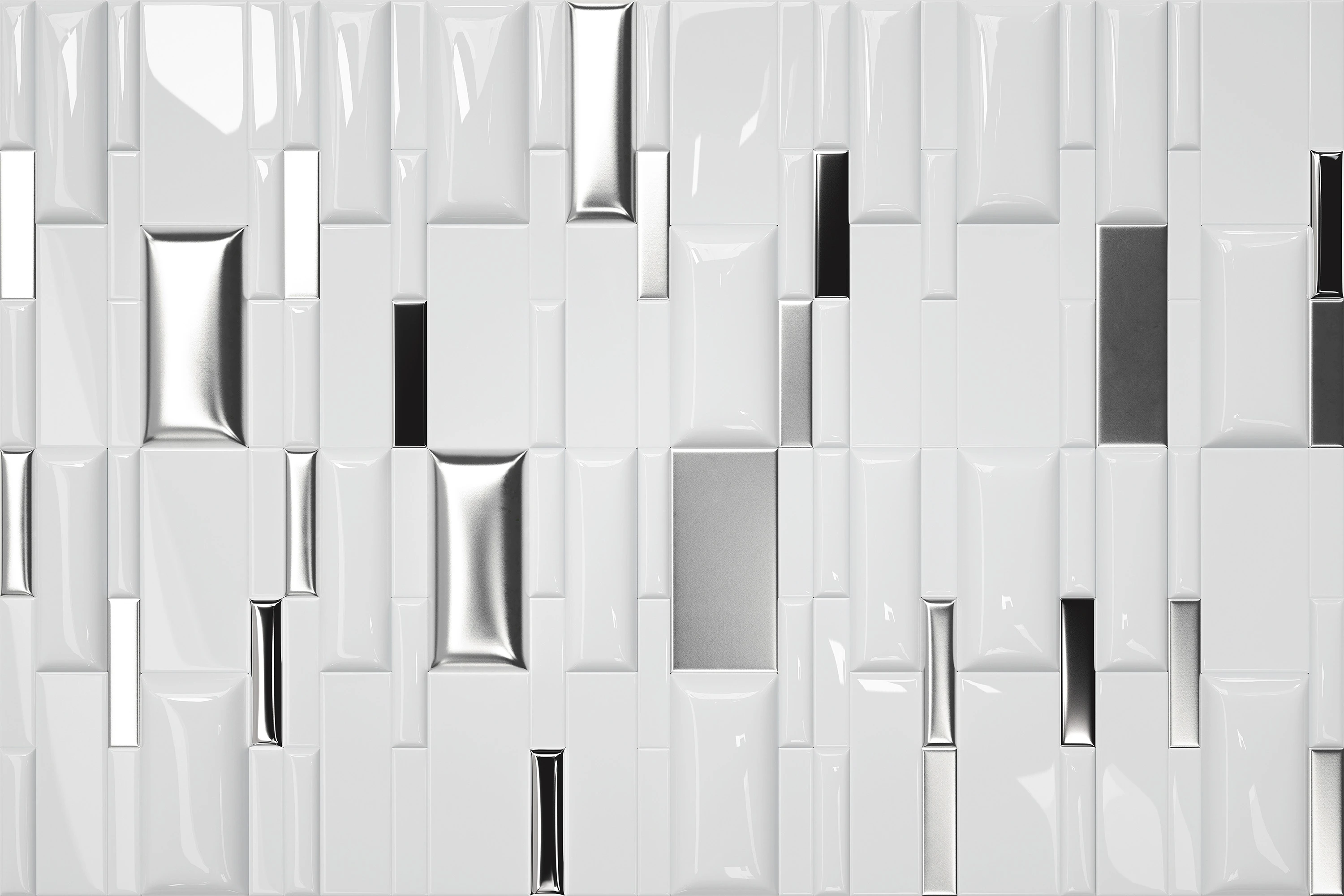 Fototapeta Biało-Srebrne Panele 3D 6