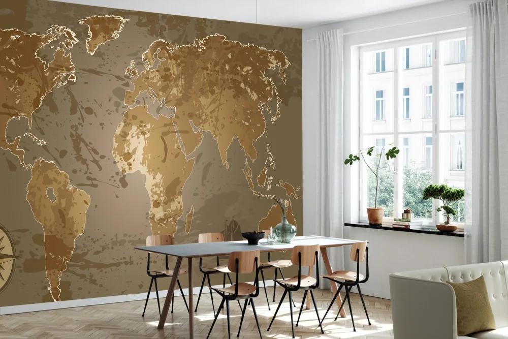 Fototapeta Brązowa Mapa Światа