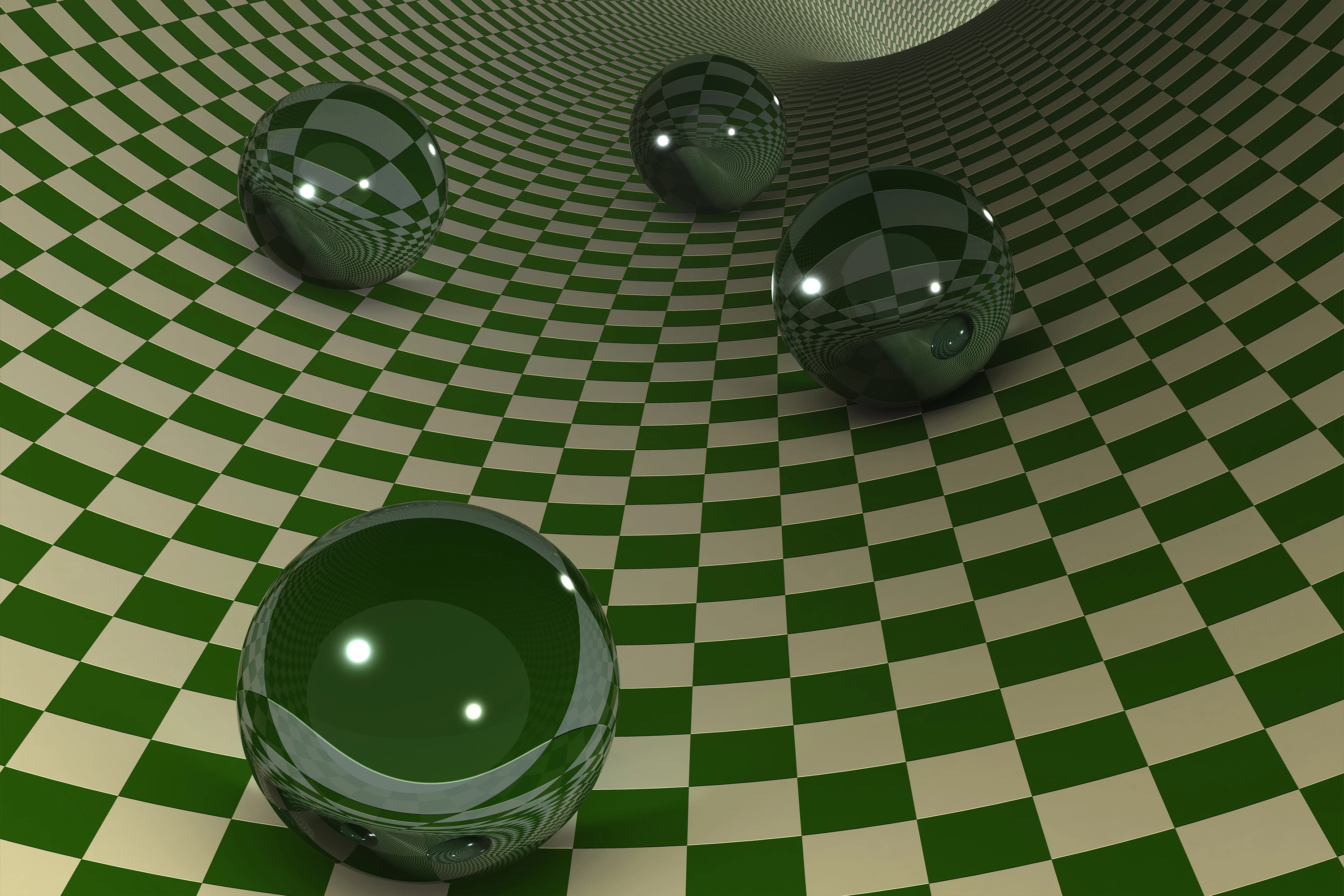 Fototapeta Ciemnozielone 3D Kulki 6