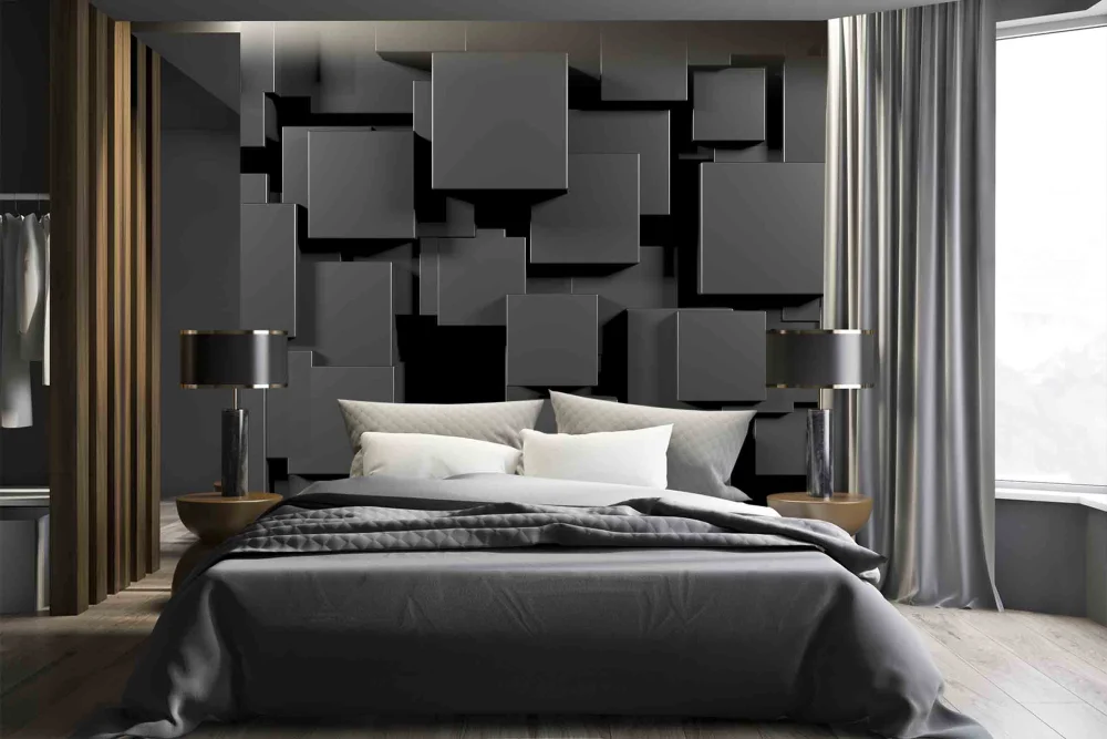 Fototapeta Czarne Kostki 3D