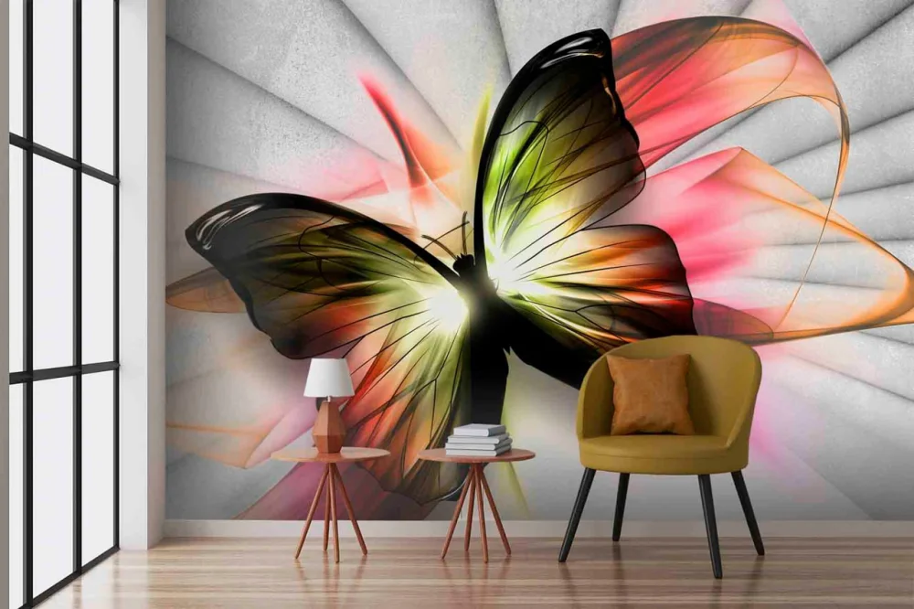 Fototapeta Czarno-Różowy Motyl