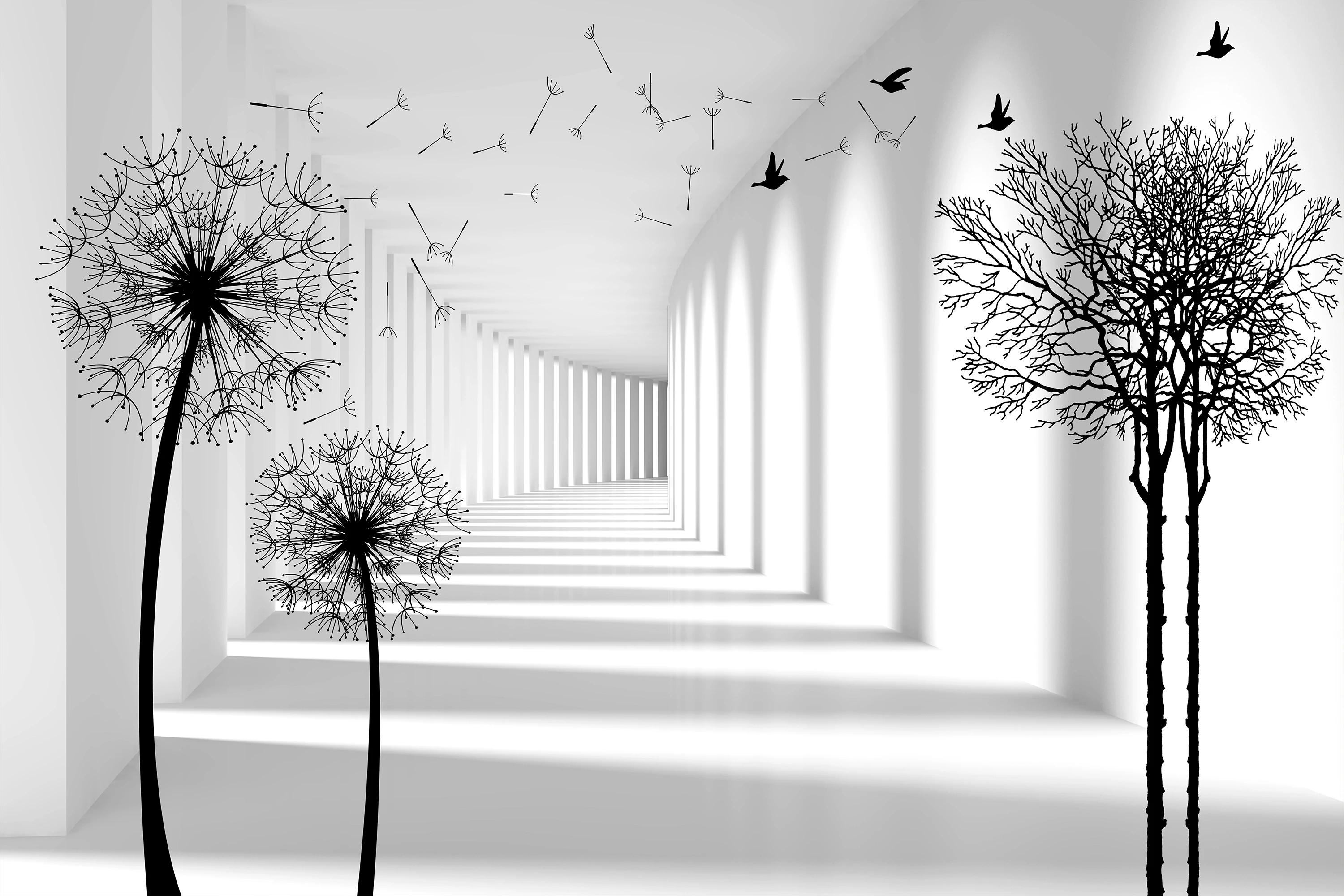 Fototapeta Czarny Mniszek, 3D Tunel 6
