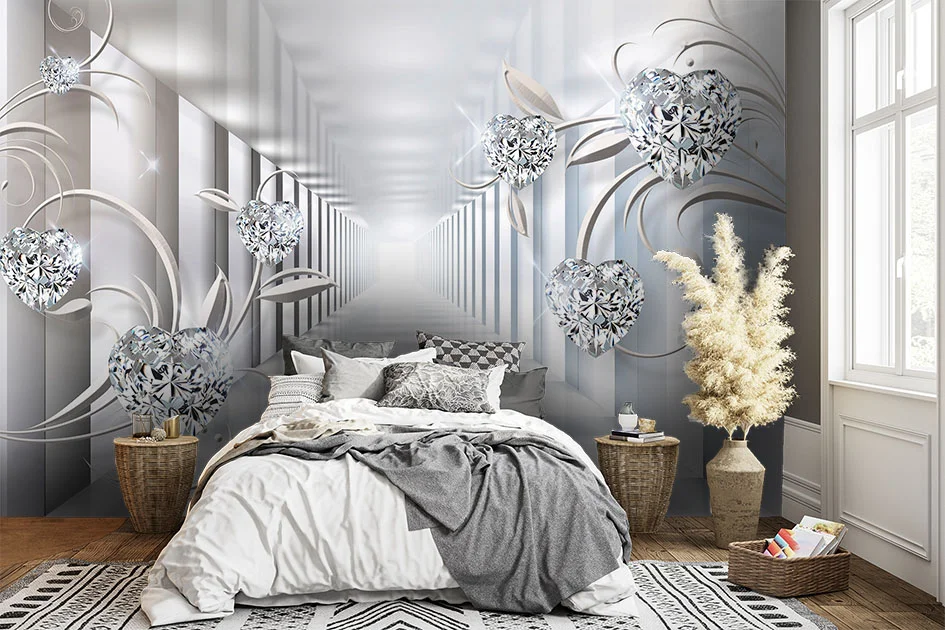 Fototapeta Diamentowe 3D Serca W Tunelu