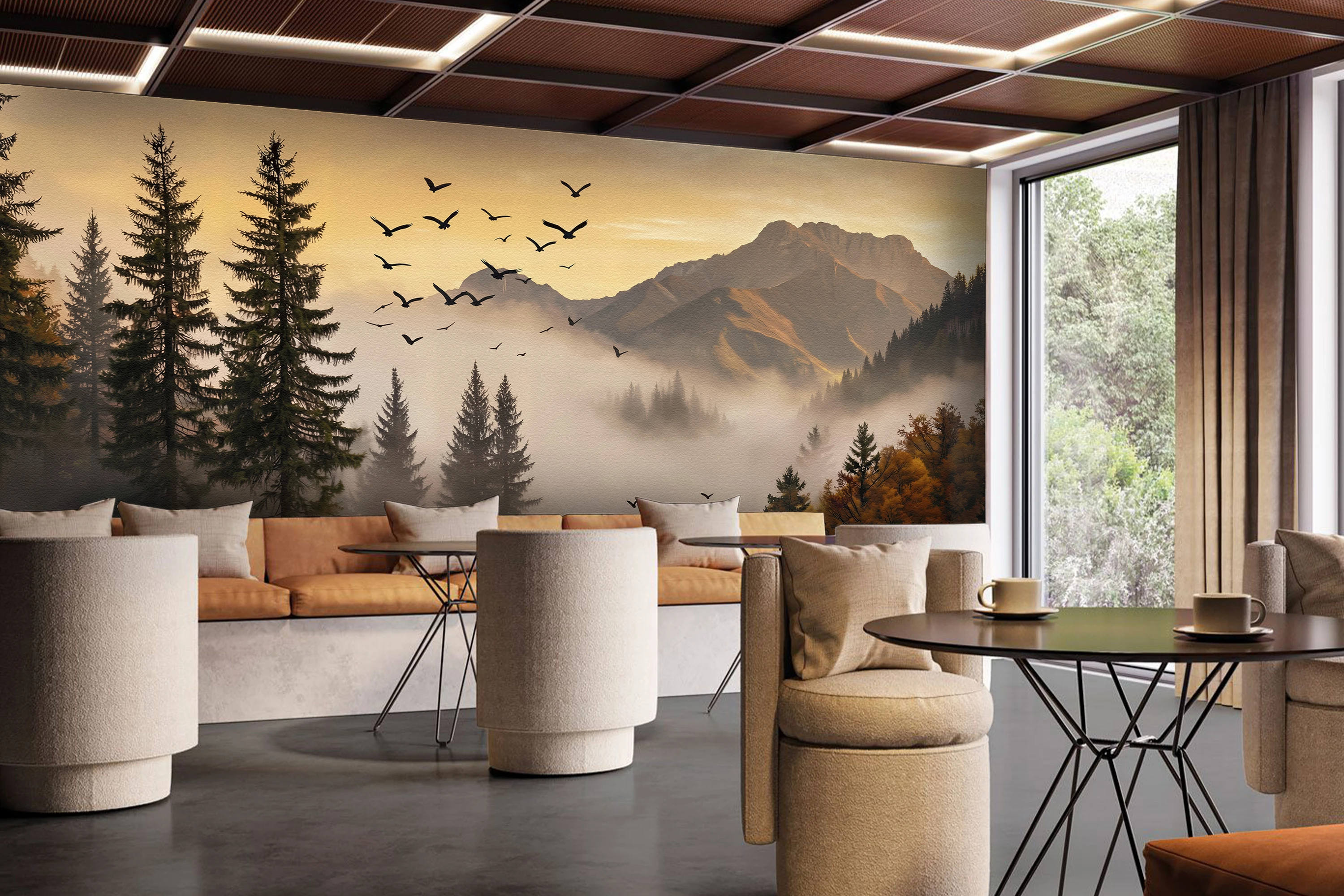 Fototapeta Ptaki Nad Lasem