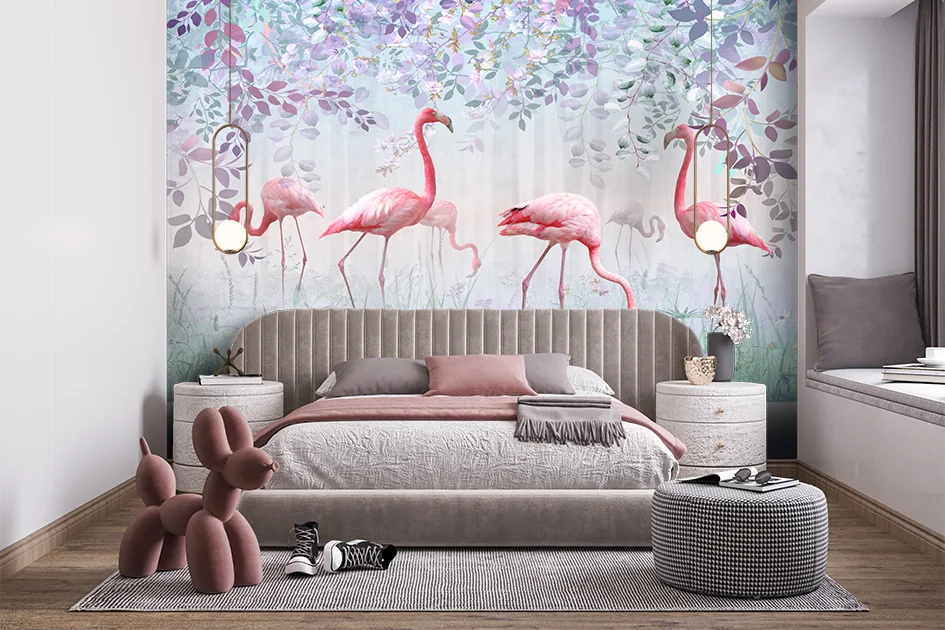 Fototapeta Różowe Flamingi W Lesie