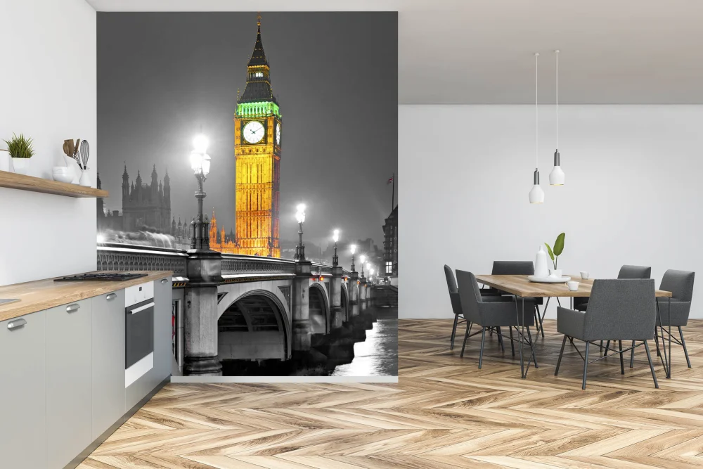 Fototapeta Jasny Big Ben Na Szarym Tle