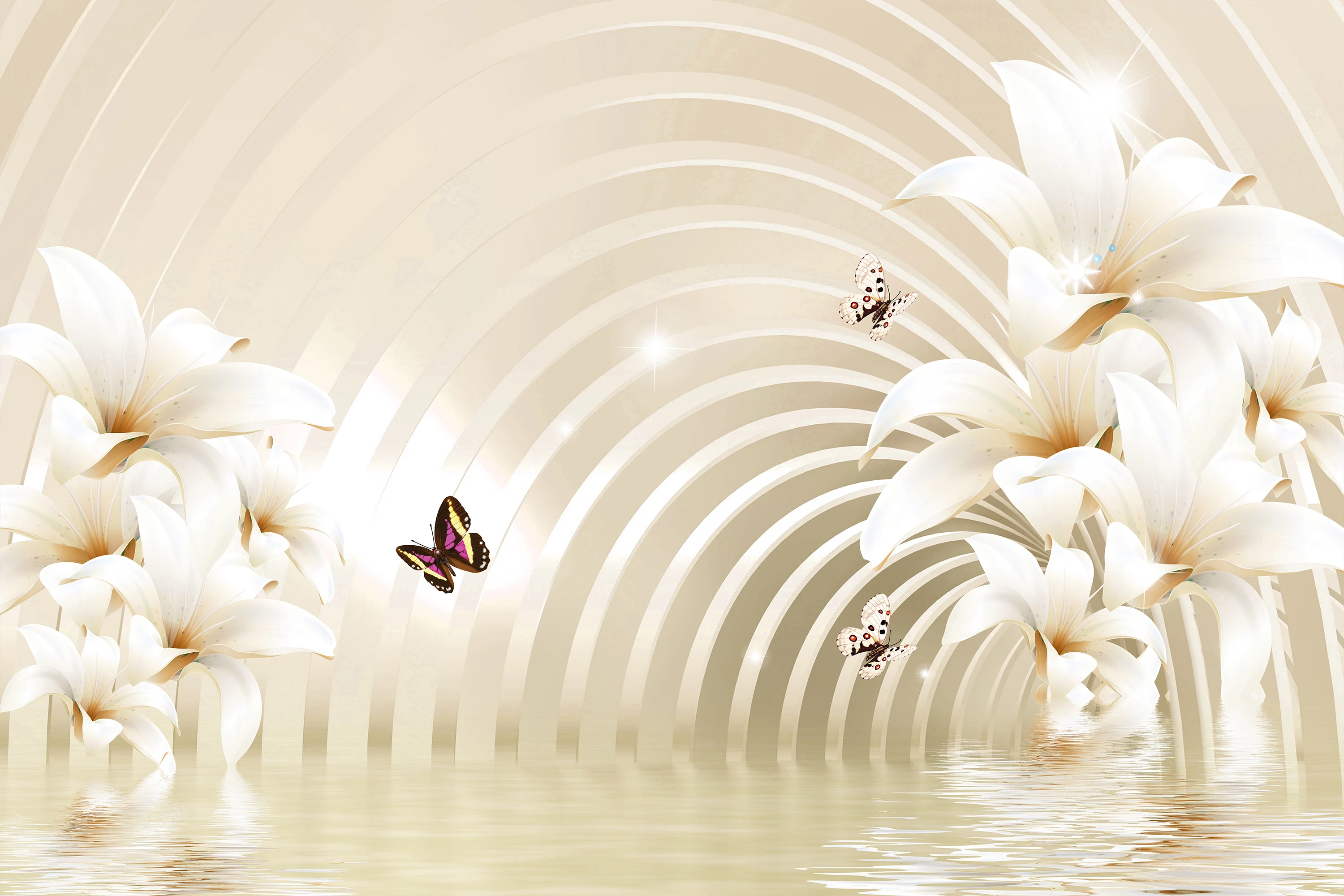 Fototapeta Kremowe Orchidee 3D 6