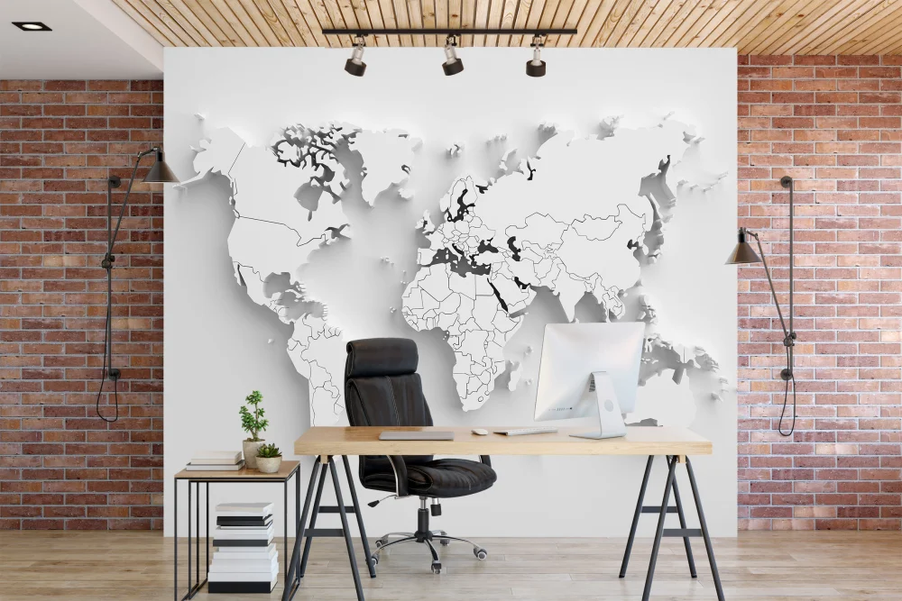 Fototapeta Mapa Światа 3D Biała