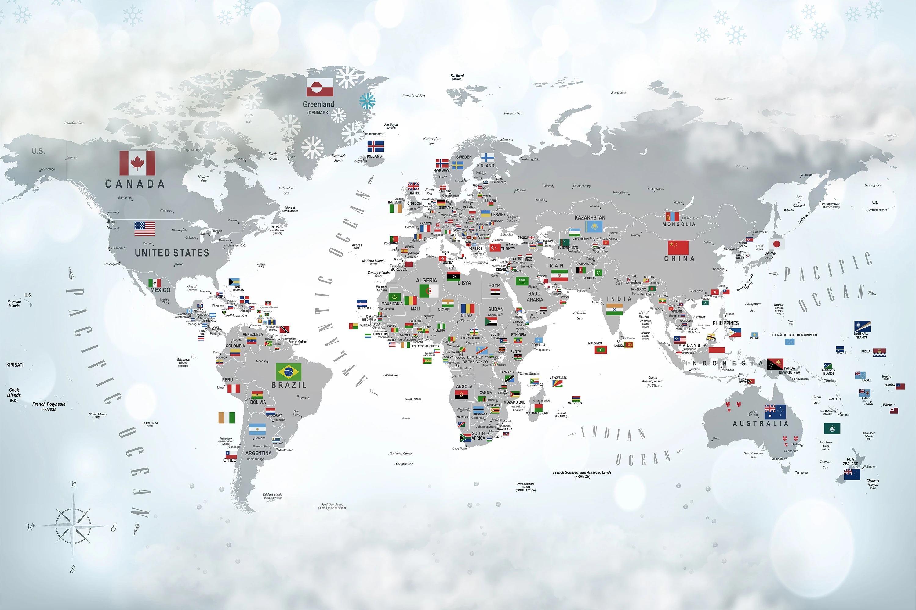    Fototapeta Mapa Świata I Flagi 8