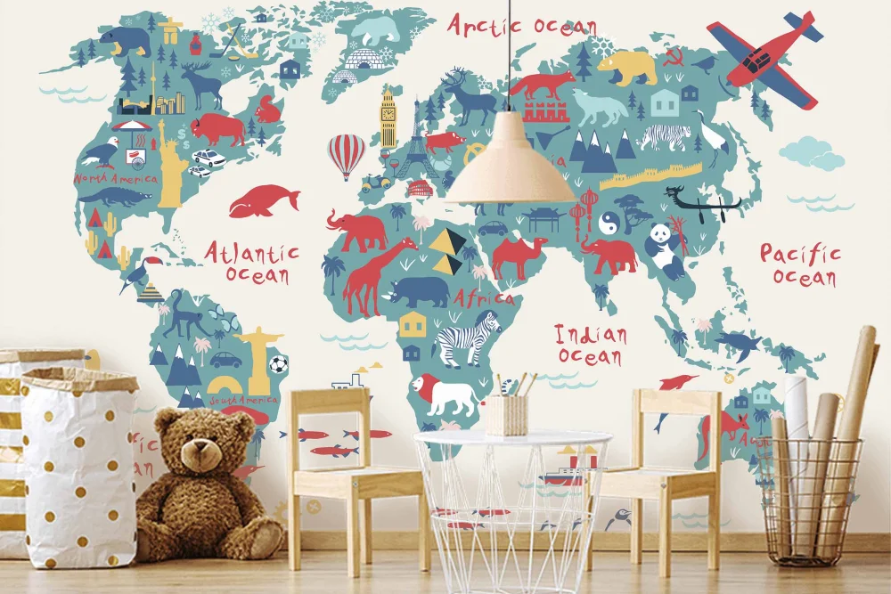 Fototapeta Mapa W Niebieskich Kolorach