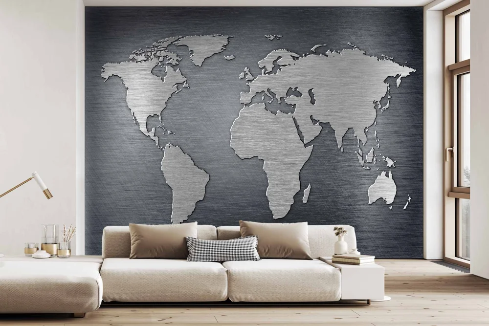 Fototapeta Metalowa Mapa Światа