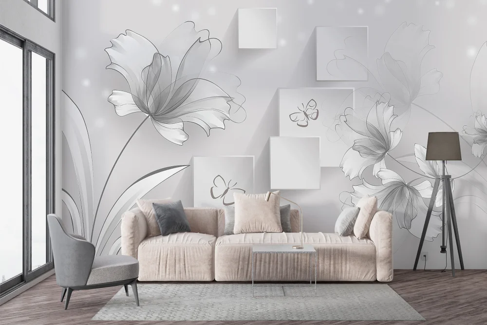 Fototapeta Minimalistyczne Szare Kwiaty