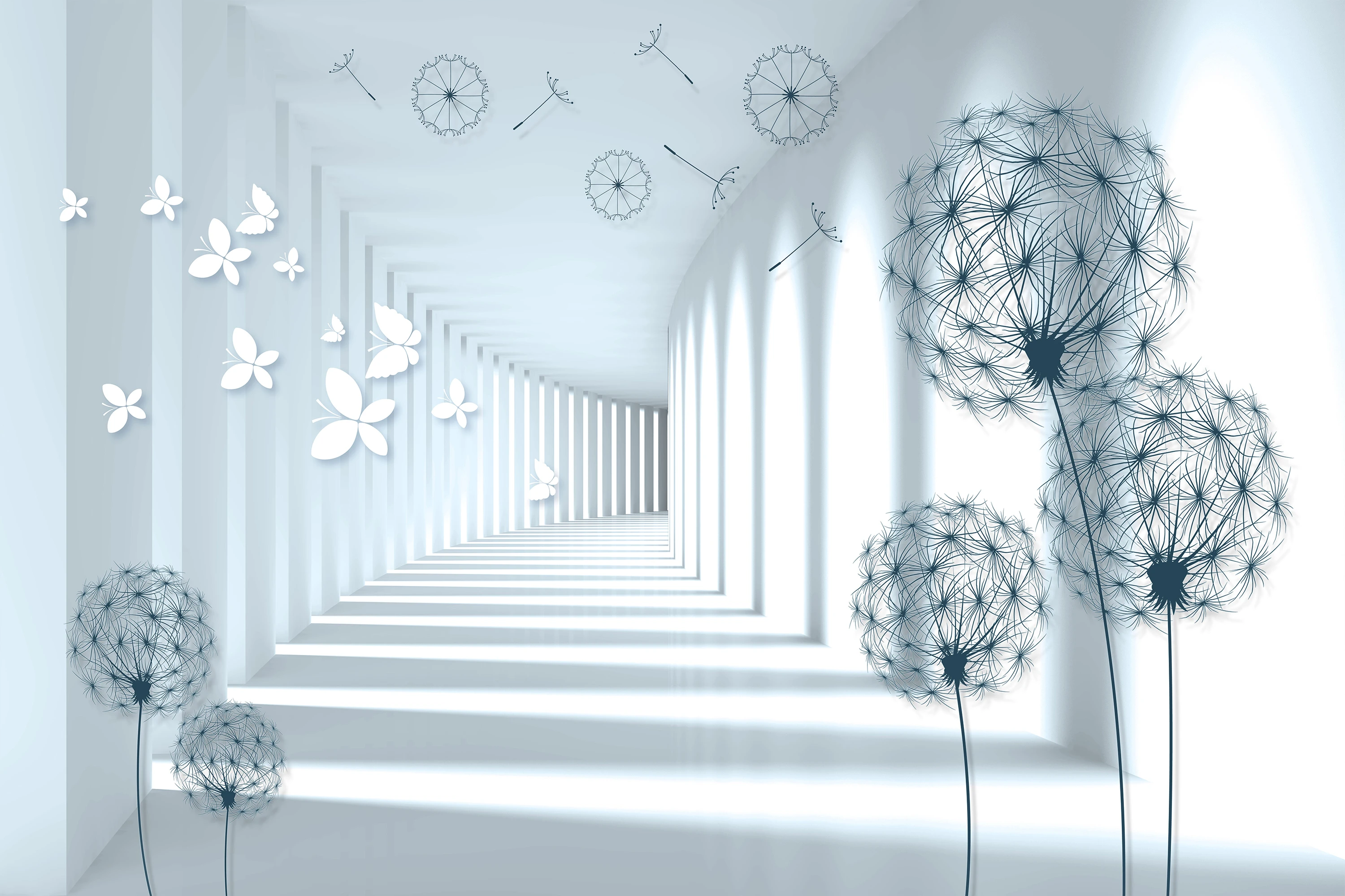Fototapeta Motyle, Mniszek, 3D Tunel  6