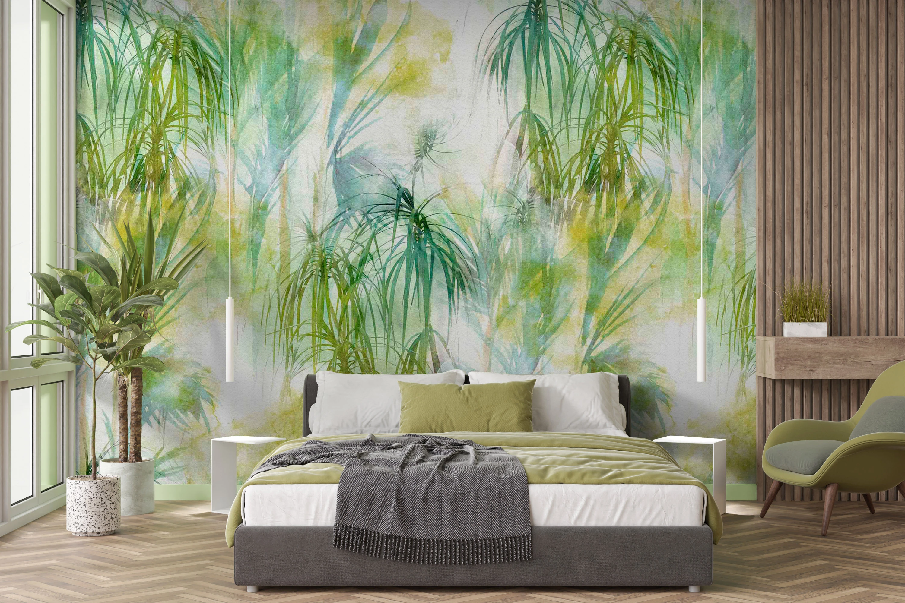 Fototapeta Palmy I Żółta Mgla