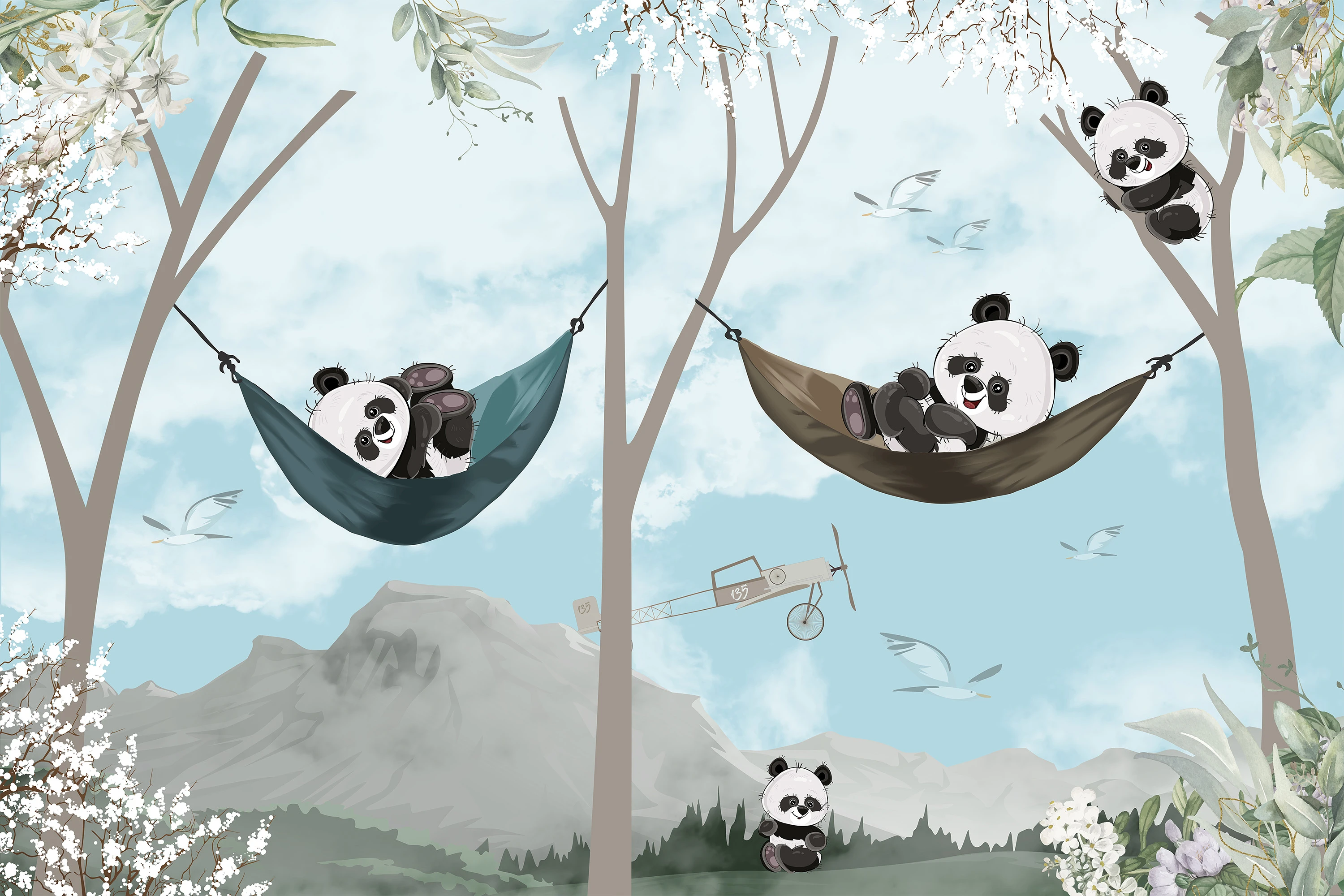 Fototapeta Pandy W Hamakach 6