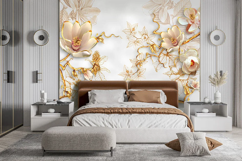 Fototapeta Piękne Złote 3D Magnolii