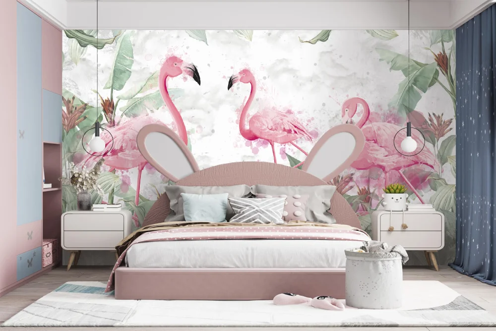Fototapeta Różowe Flamingi W Tropikach