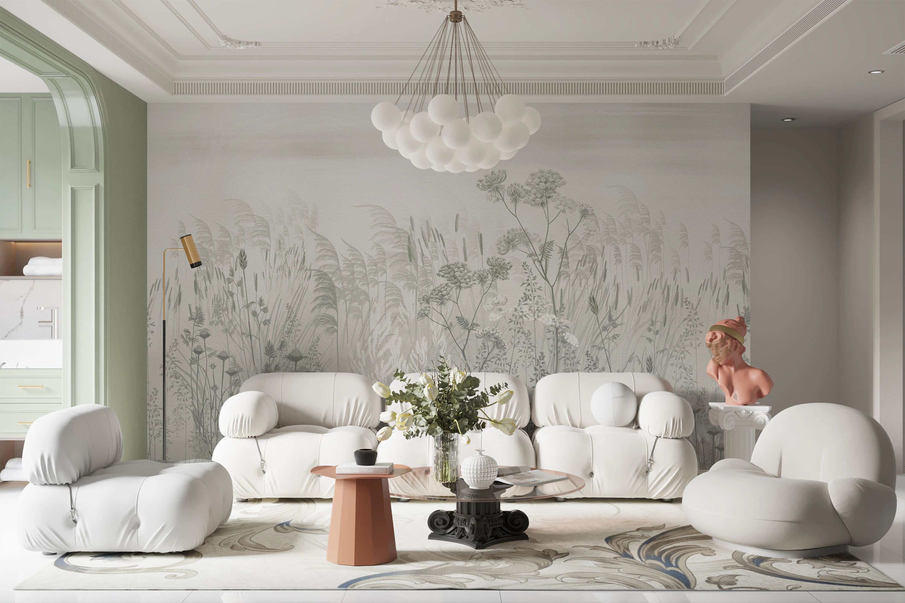 Fototapeta Szare Pole W Stylu Boho