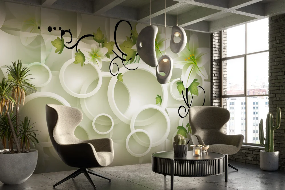 Fototapeta Zielone Lilie I 3D Pierścienie